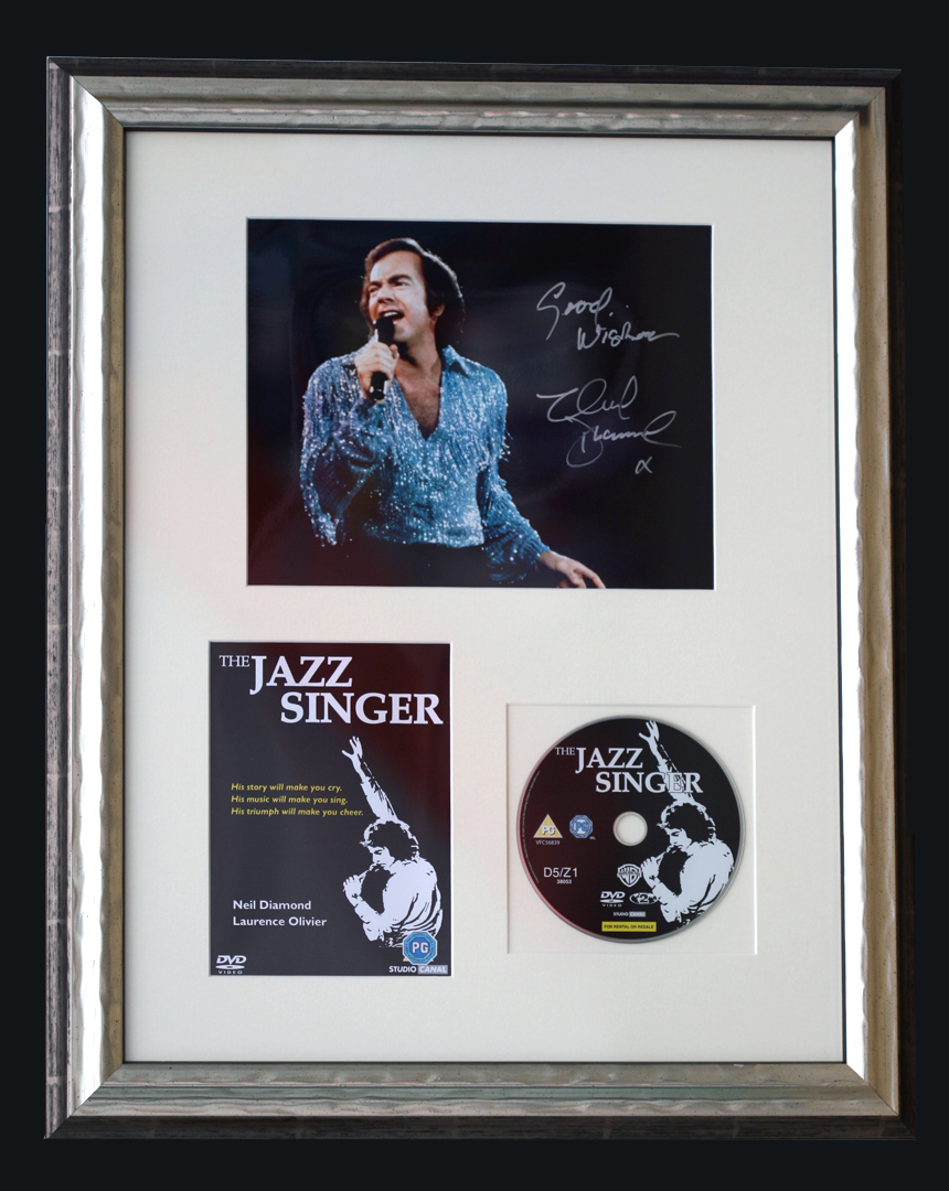 NEIL DIAMOND - Photograph Hand Signed by Neil Diamond with DVD of Jazz Singer